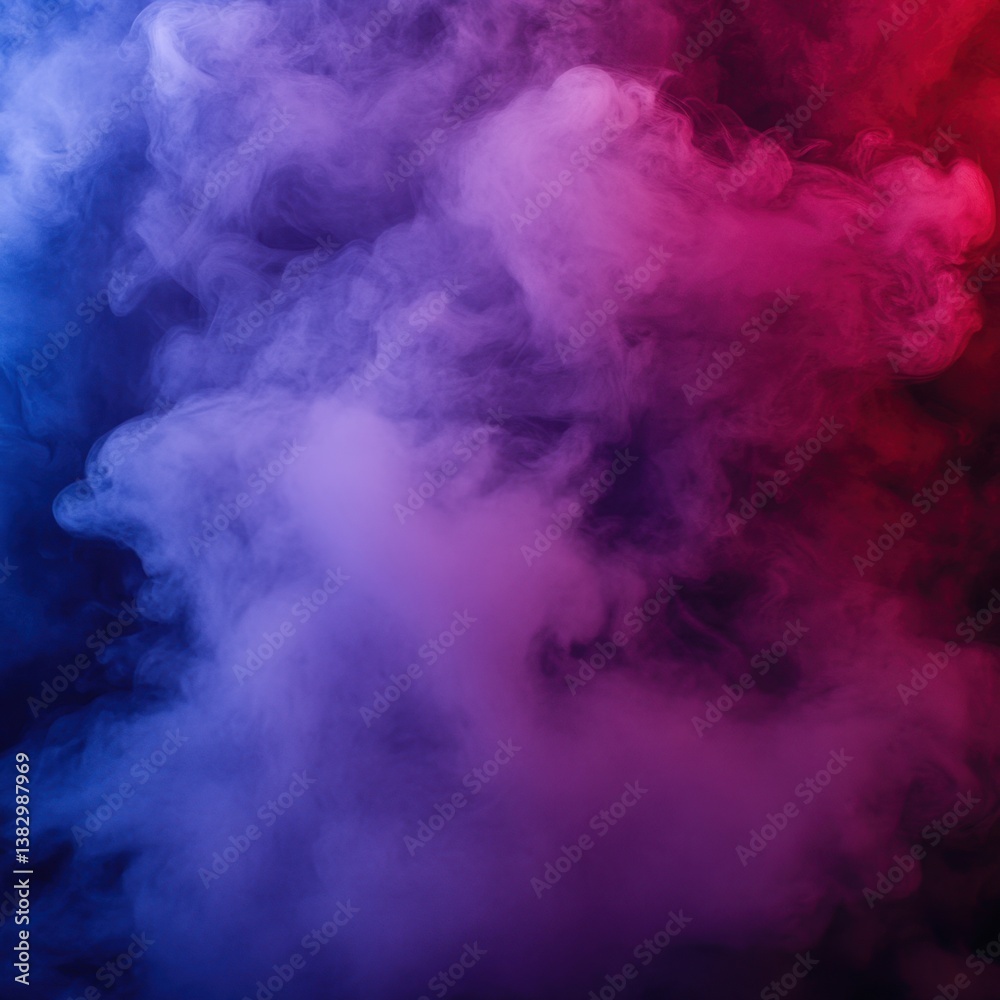 Naklejka premium Ethereal smoke cloud in vibrant hues of blue and red creating a mesmerizing and dreamy abstract background