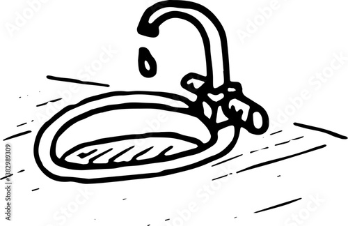 Hand drawn washbasin doodle. Sketch style icon. Decoration element. Isolated on white background. Flat design. Vector illustration