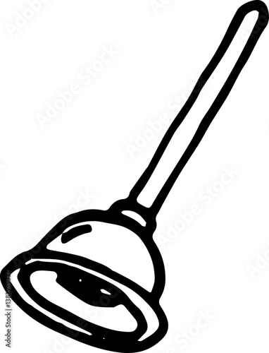 Hand drawn plunger doodle. Sketch style icon. Decoration element. Isolated on white background. Flat design. Vector illustration