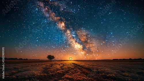 A starry sky with a constellation forming the shape of a heart.  HD 8K wallpaper Photographic Image
