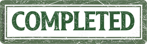 A bold green stamp reading 'COMPLETED' with a textured effect.