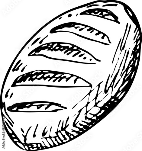 Hand drawn loaf doodle. Sketch food and drink, icon. Decoration element. Isolated on white background. Vector illustration