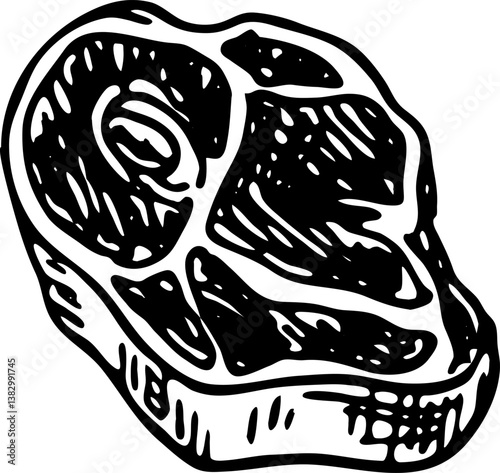 Hand drawn meat doodle. Sketch food and drink, icon. Decoration element. Isolated on white background. Vector illustration
