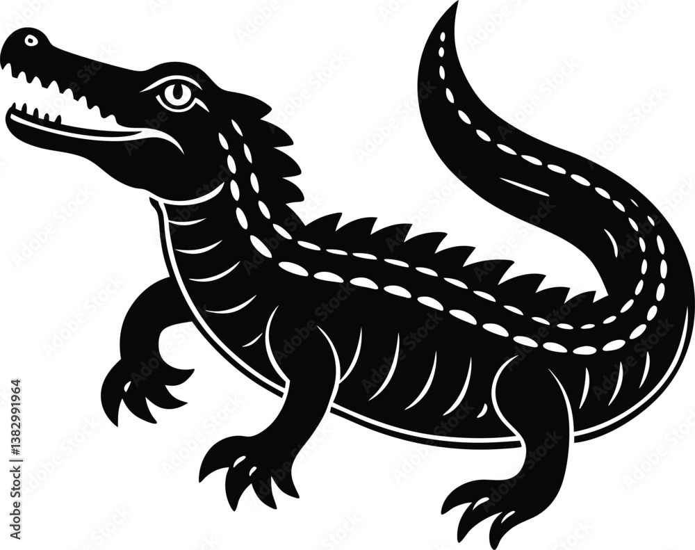 Fototapeta premium beautiful black crocodile vector silhouette art this is an editable and printable vector eps file 
