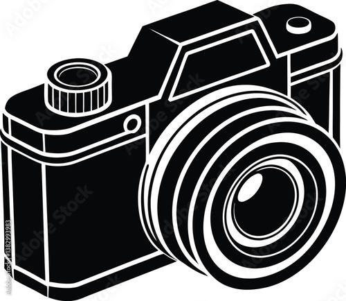 beautiful black camera vector silhouette art this is an editable and printable vector eps file
