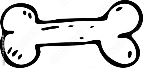 Hand drawn dog bone doodle. Sketch pets icon. Decoration element. Isolated on white background. Vector illustration