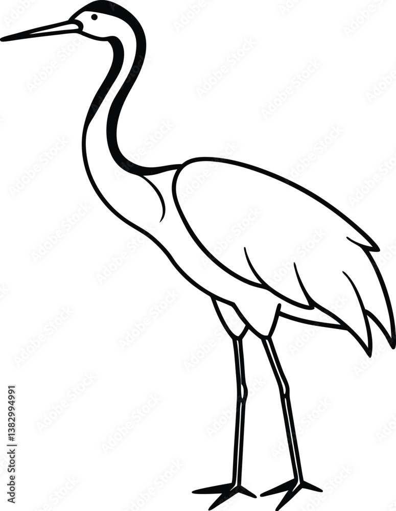 Obraz premium Elegant black silhouette of a crane standing in water perfect for naturethemed designs invitations or branding
