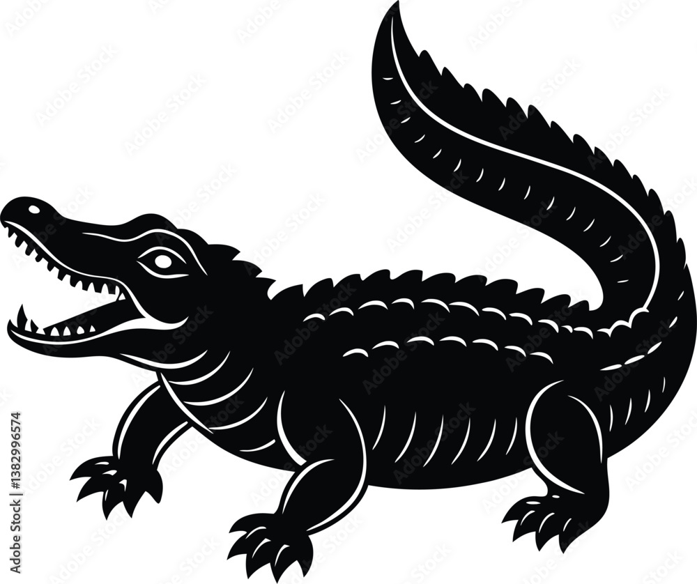 Fototapeta premium beautiful black crocodile vector silhouette art this is an editable and printable vector eps file 