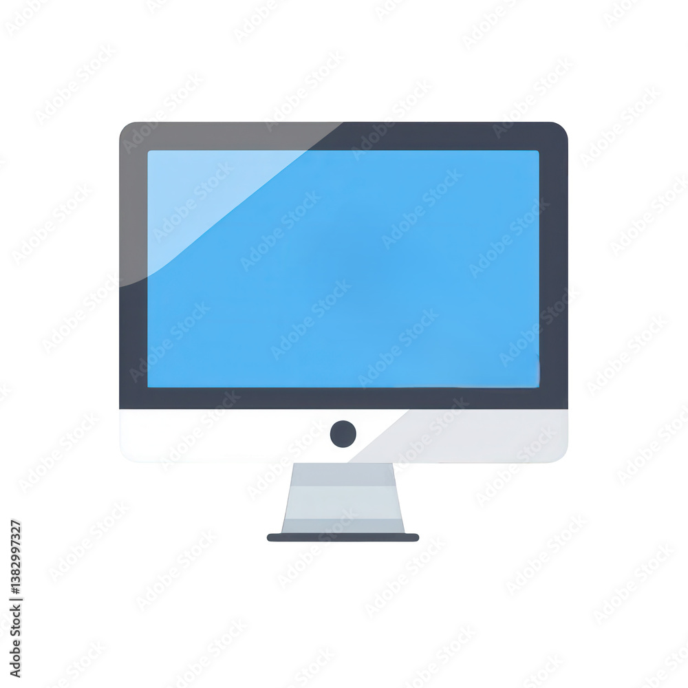 A modern desktop computer monitor with a blank blue screen against a white isolated background, ideal for showcasing digital content or technology-related themes. A modern desktop computer monitor with a blank blue screen against a white isolated background, ideal for showcasing digital content or technology-related themes.