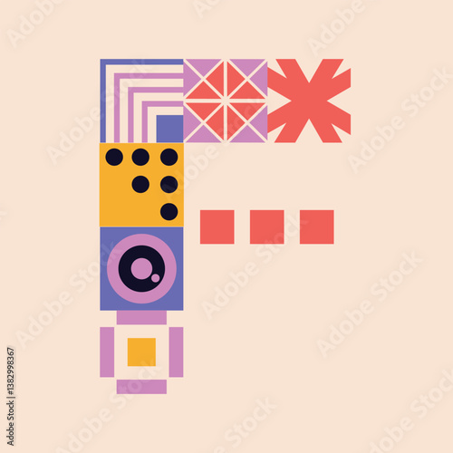 Modern bauhaus font, geometric swiss type. Vector alphabet, english typography colorful letters. Brutalism uppercase creative vibrant font