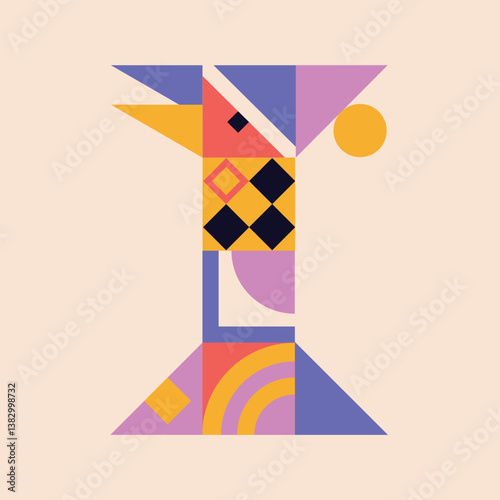 Modern bauhaus font, geometric swiss type. Vector alphabet, english typography colorful letters. Brutalism uppercase creative vibrant font