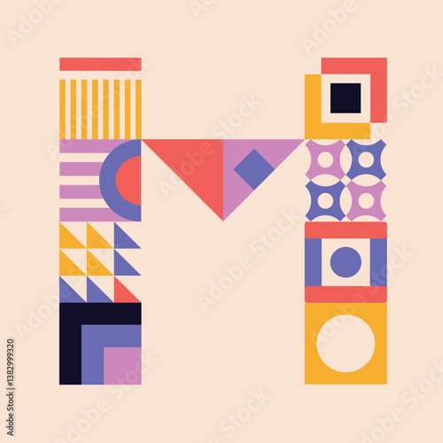 Modern bauhaus font, geometric swiss type. Vector alphabet, english typography colorful letters. Brutalism uppercase creative vibrant font