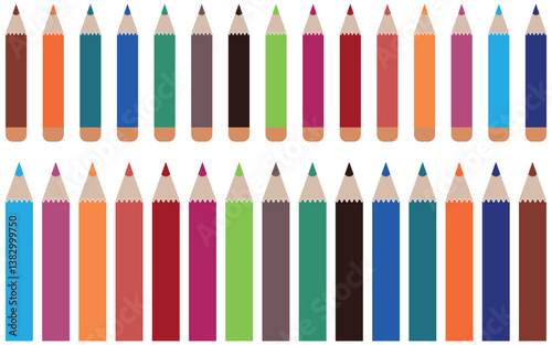 Colored pencils with space for your text. Wave pencils. Colored pencils, color palette.