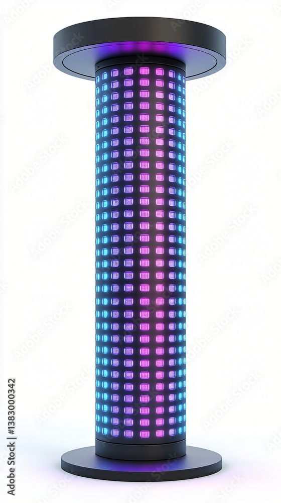 Illuminated column, modern design, white background, futuristic tech Illuminated column, modern design, white background, futuristic tech