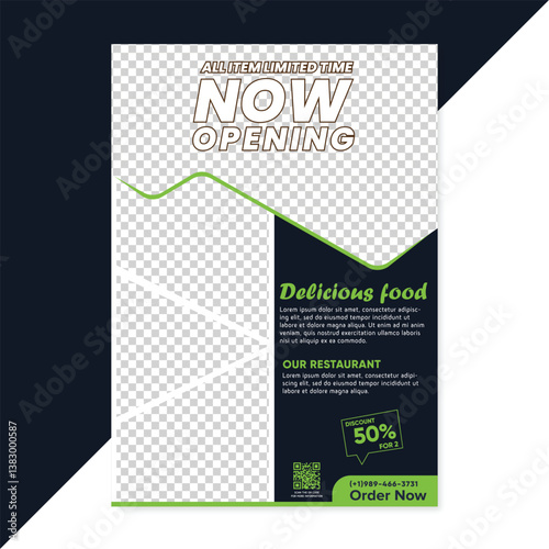 Modern  clean clear food flyer template or food flyer design with best design organic shape restaurant food flyer design