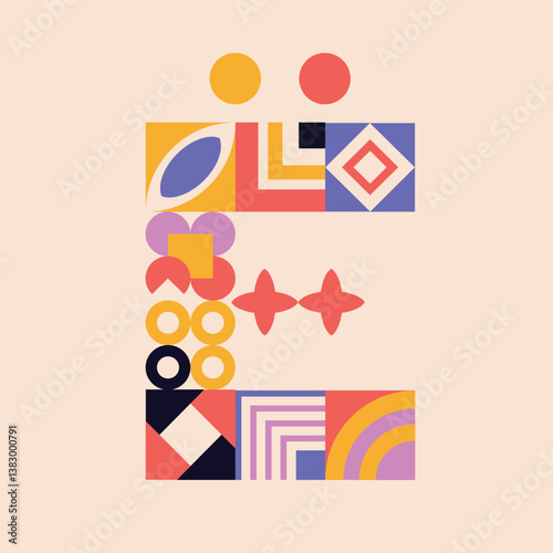 Modern cyrillic bauhaus font, geometric swiss type. Vector alphabet, cyrillic font typography, colorful letters. Brutalism uppercase creative vibrant font