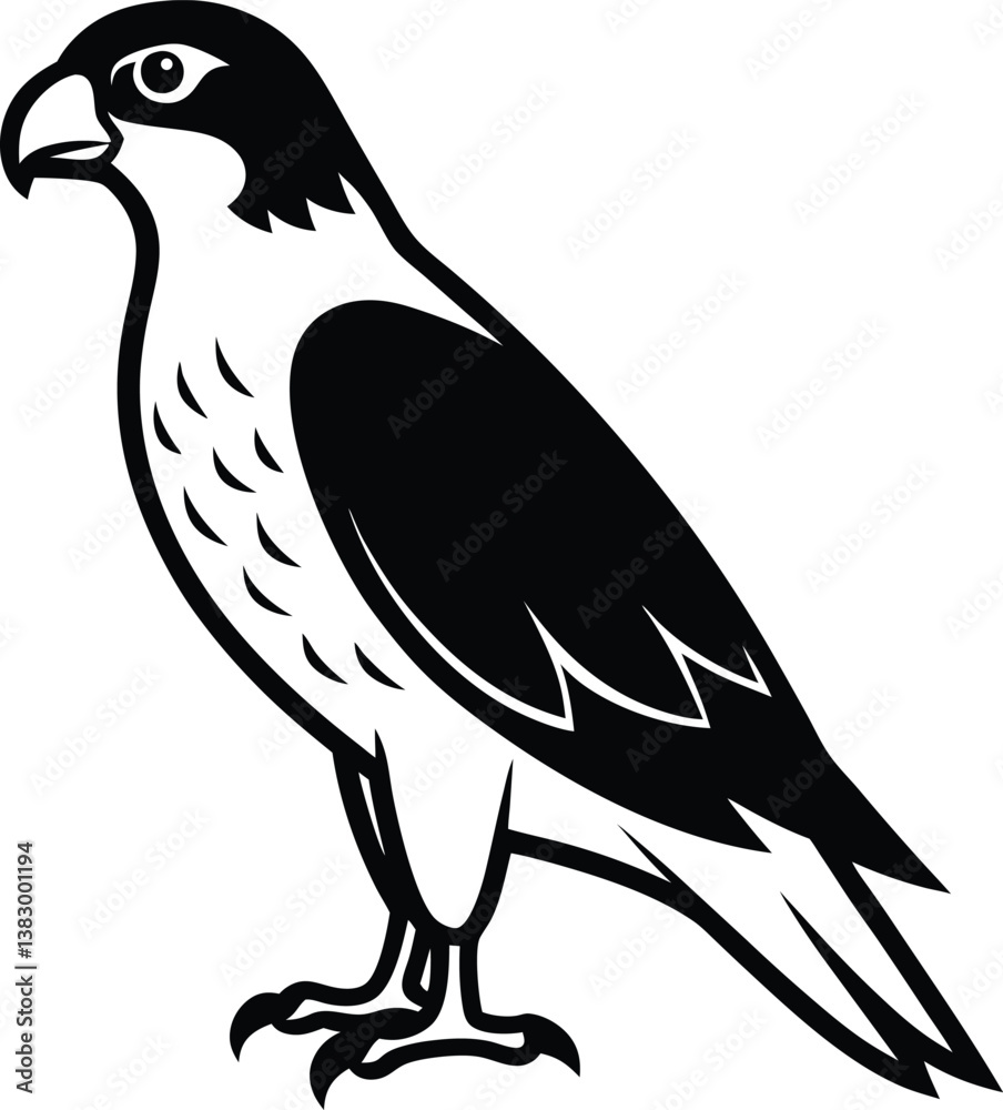 Fototapeta premium Beautiful black Hawk Bird vector silhouette art this is an editable and printable vector eps file
