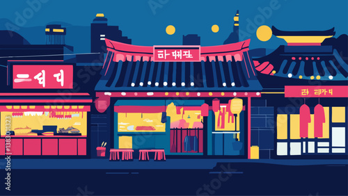 Namdaemun Market Seoul in Digital Illustration