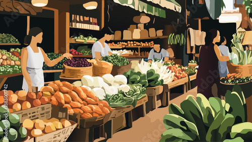 Or Tor Kor Market Bangkok in Digital Illustration