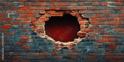 a hole in the side of a brick building 