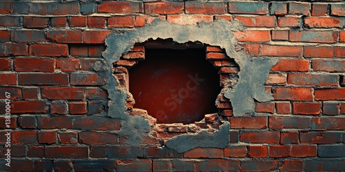 a hole in the side of a brick building 