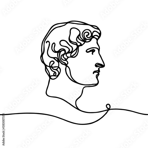 Minimalist line art of a classical sculpture head  