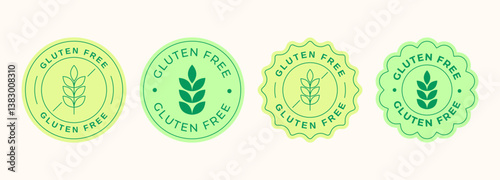 Gluten free signs collection in flat style. Gluten free labels and badges for food products. Vector illustration