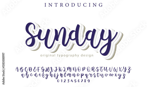 Sunday Font Stylish brush painted an uppercase vector letters, alphabet, typeface
