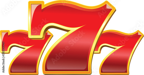 777 Golden slot machine golden wins the jackpot. Big win concept. Vector illustration
