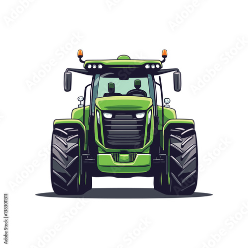 Red And Green Tractor Illustration on white background