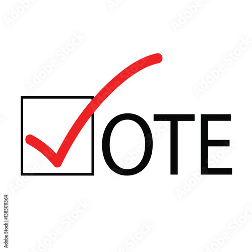 Don't forget to vote icon with tick box, Election Vote icon with red tick box. Time to vote and white background. 
