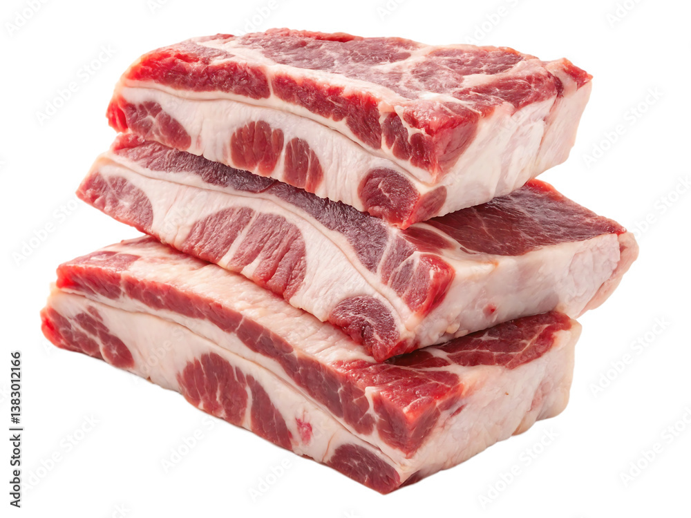 Raw pork spare ribs isolated on transparent background Raw pork spare ribs isolated on transparent background