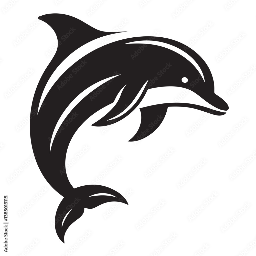 Naklejka premium Dolphin silhouette black and white vector icon