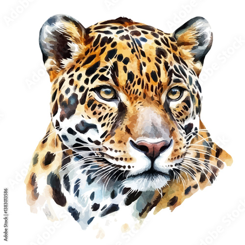 A watercolor painting of a jaguar, isolated on a white background. Jaguar vector

