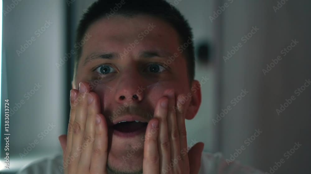 Facial skin rejuvenation.
A man smears his face with anti-wrinkle cream.
Beauty treatment.
Health improvement with creams.
Facial massage.
Toning, moisturizing, treatment, comedones Facial skin rejuvenation.
A man smears his face with anti-wrinkle cream.
Beauty treatment.
Health improvement with creams.
Facial massage.
Toning, moisturizing, treatment, comedones