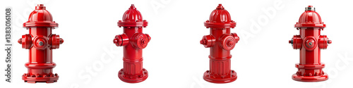 Red fire hydrant isolated on a transparent background.