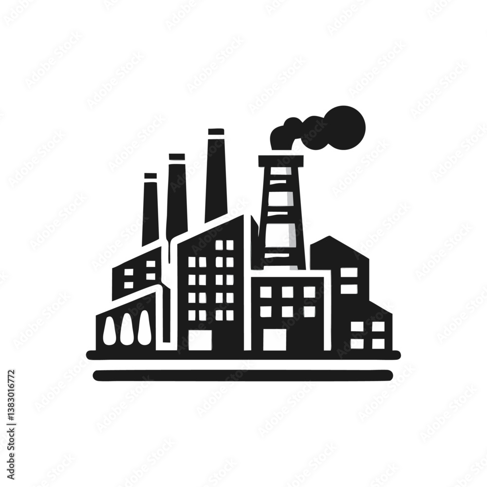Obraz premium industrial factory engrave logo icon design icons set transparent background