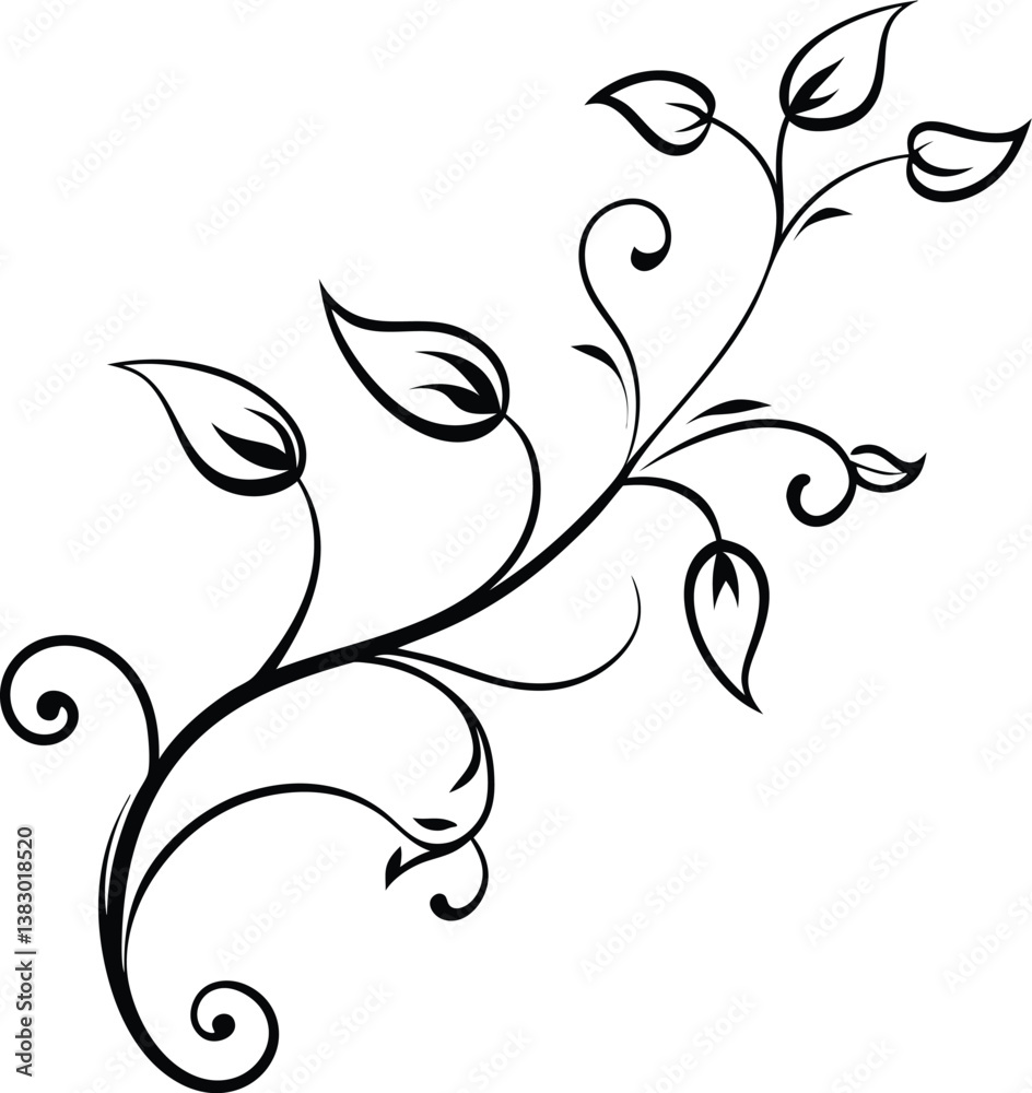 leafy vine swirl VECTOR. leafy vine swirl VECTOR.
