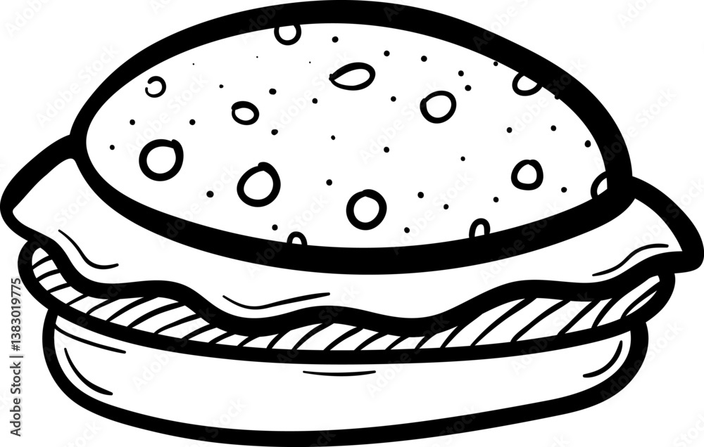 Hand drawn doodle burger icon. Black sketch. Sign symbol. Decoration element. Isolated on white background. Flat design. Vector illustration Hand drawn doodle burger icon. Black sketch. Sign symbol. Decoration element. Isolated on white background. Flat design. Vector illustration