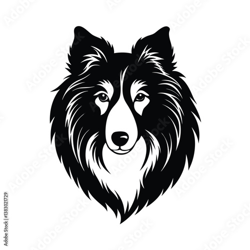 Shetland Sheepdog vector silhouette