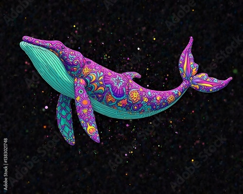 Wallpaper Mural electric whale on black  background Torontodigital.ca