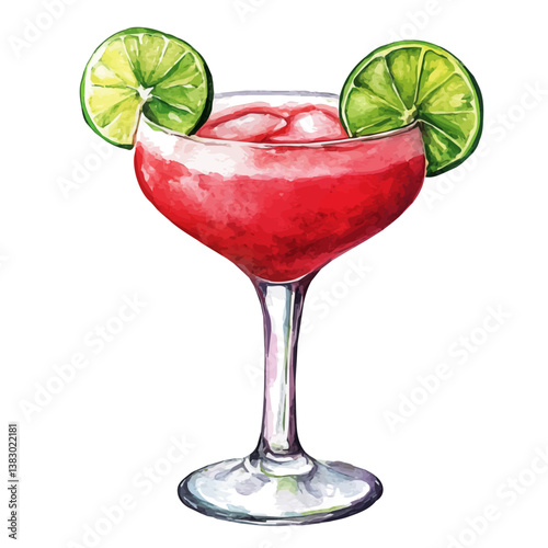 A watercolor painting of a frozen daiquiri, isolated on a white background. Frozen daiquiri vector

