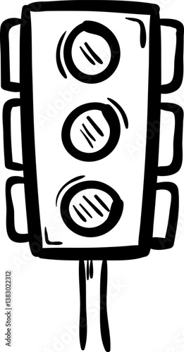 Hand drawn traffic lights doodle icon. Hand drawn black sketch. Sign symbol. Decoration element. White background. Isolated. Flat design. Vector cartoon illustration