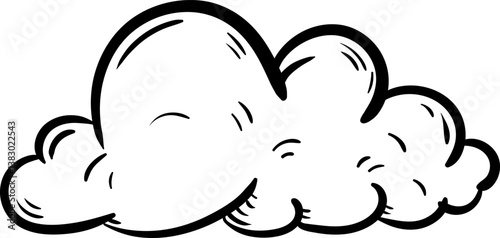 Beautiful hand drawn fashion cloud icon. Hand drawn black sketch. Sign / symbol / doodle. Isolated on white background. Flat design. Vector illustration