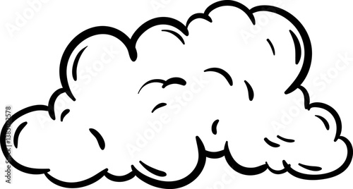 Beautiful hand drawn fashion cloud icon. Hand drawn black sketch. Sign / symbol / doodle. Isolated on white background. Flat design. Vector illustration