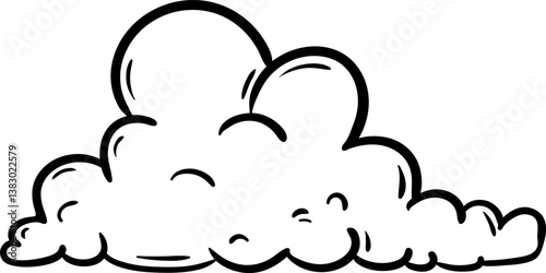 Beautiful hand drawn fashion cloud icon. Hand drawn black sketch. Sign / symbol / doodle. Isolated on white background. Flat design. Vector illustration