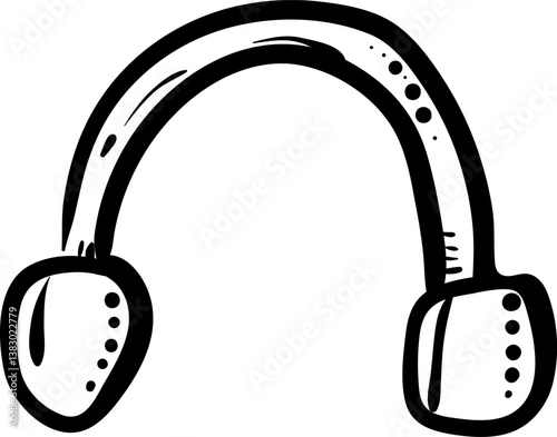 Handdrawn doodle headphones icon. Hand drawn black sketch. Sign symbol. Decoration element. White background. Isolated. Flat design. Vector illustration
