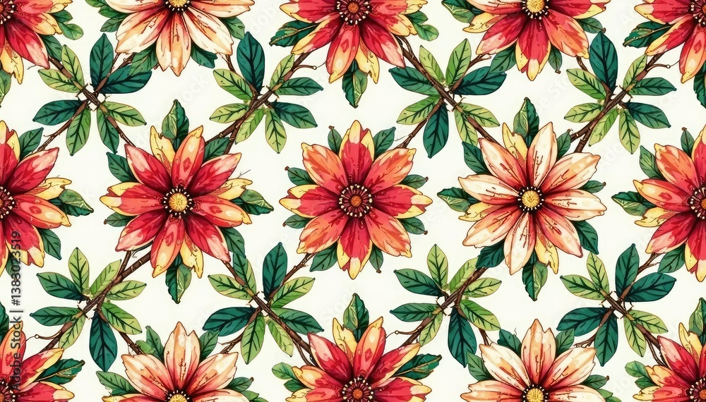 Intricate floral design, repeating seamlessly , orange, white, design Intricate floral design, repeating seamlessly , orange, white, design