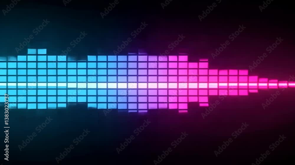 Abstract Pink Blue Neon Audio Waveform Visualizer