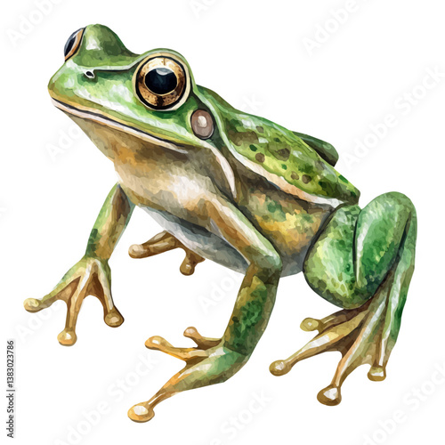 A watercolor painting of a frog, isolated on a white background. Frog vector

